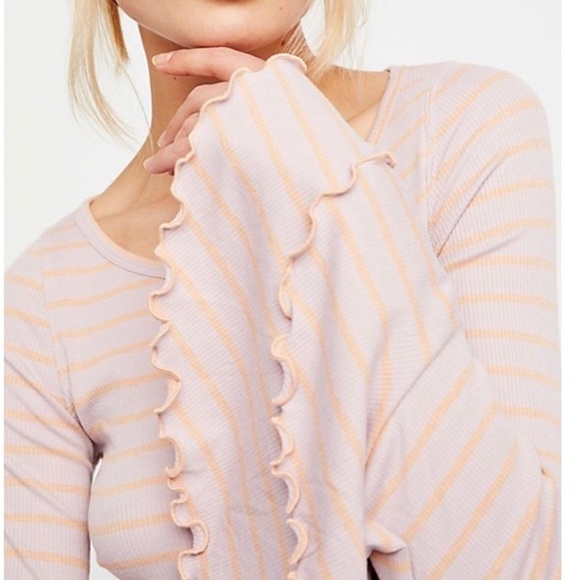 Free People Good Find Bell Fluted Sleeve Ribbed Top - Picture 14 of 14